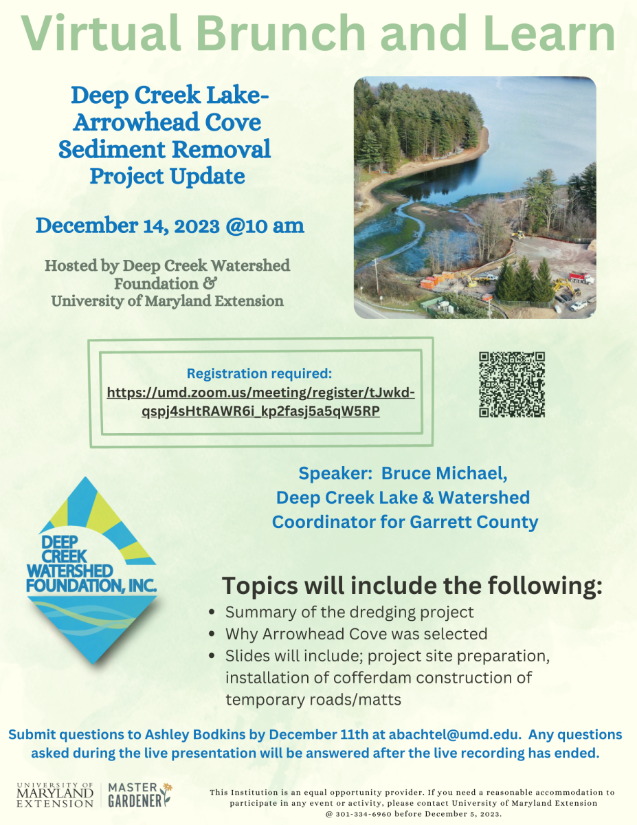 Virtual Brunch and Learn Deep Creek Lake-Arrowhead Cove Sediment Removal Project Update
